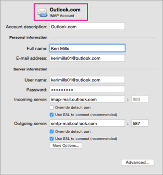 install server for outgoing message on email account for mac